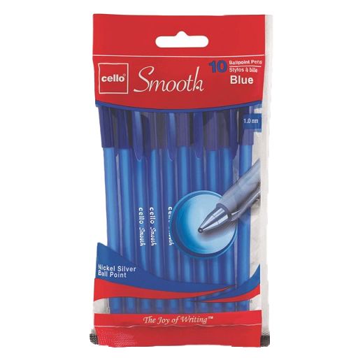 Cello Smooth 10pk Ball Point Pens, Blue C/P 72