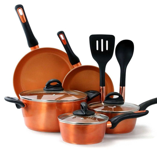 10pc GH HUMMINGTON METALLIC COPPER ALUMINUM COOKWARE SET C/P 2