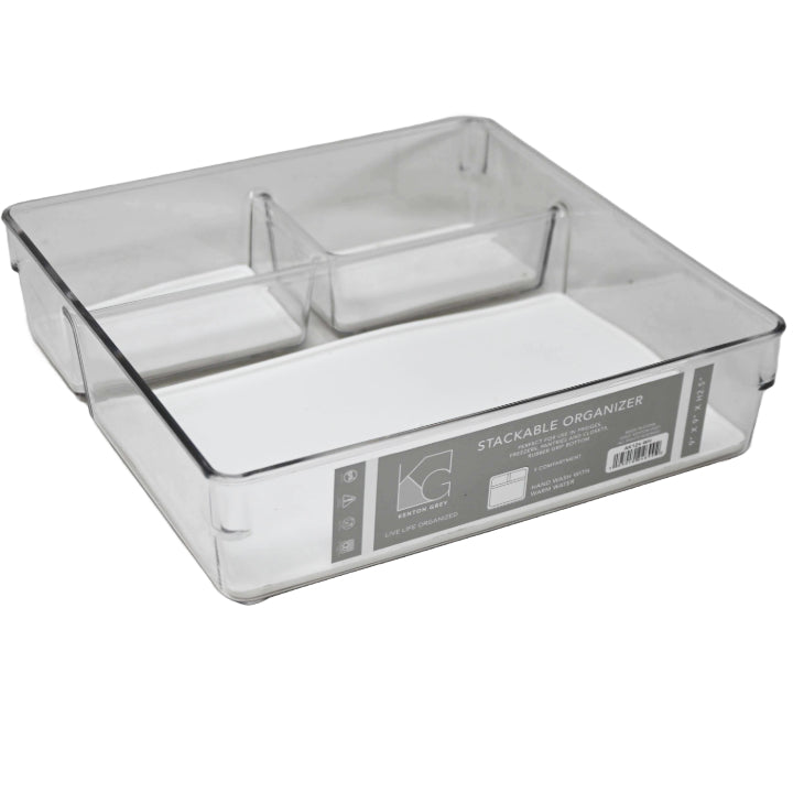 3sect White Plstc Storage Organizer wNon-Slip Bottom C/P 12
