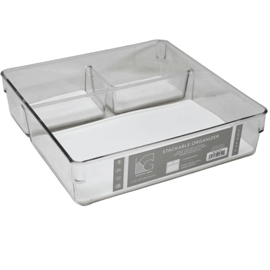 3sect White Plstc Storage Organizer wNon-Slip Bottom C/P 12