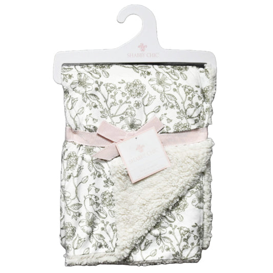 1pc Mink & Sherpa Blanket - Brown Sketched Floral C/P 48