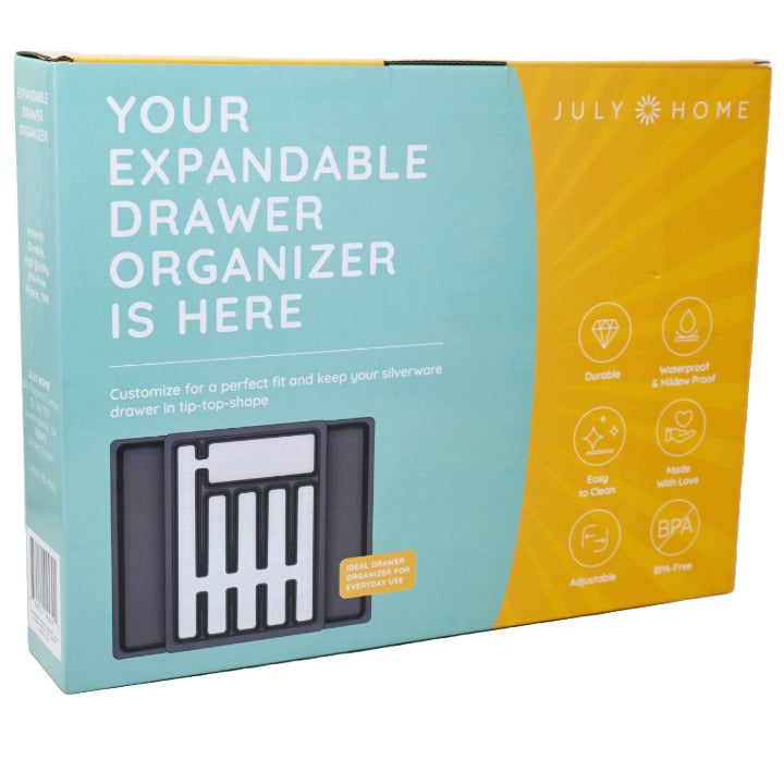 Gray Plastic Expandable Kitchen Drawer Organizer - July Home C/P 12