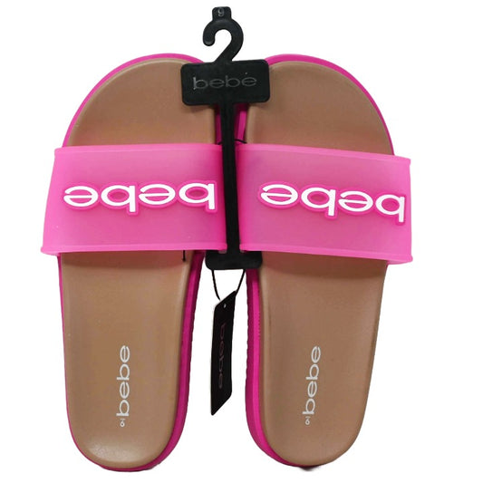 WOMEN FUCHSIA SANDAL wTRANSLUCENT UPPER & RUBBER LOGO PATCH BEBE 6-ASST C/P 12