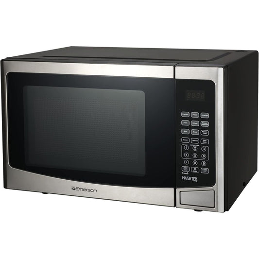 EMERSON COUNTERTOP SS MICROWAVE OVEN 1.2 CU FT W/INVERTER & BUTTON CONTROL C/P 1