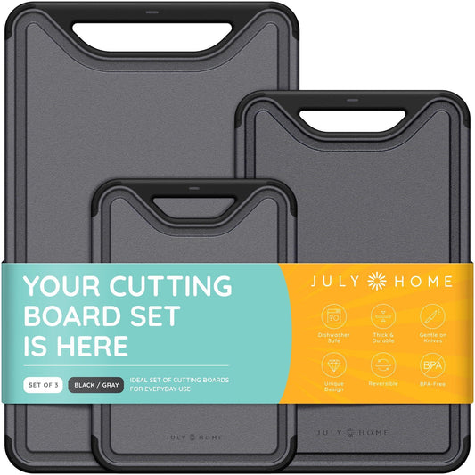 3pc BLK/GRAY CUTTING BOARD SET C/P 8