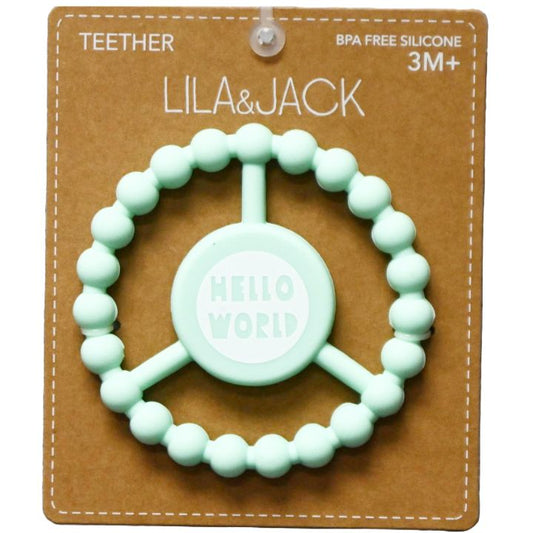 1pc Silicone Peace Teether - Mint "Hello World" C/P 100