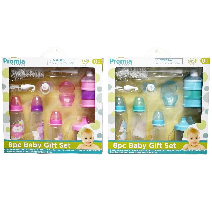 8pc PREMIA BABY FEEDING GIFT SET 2-ASST COLORS, VENDOR #RC09100 C/P 12