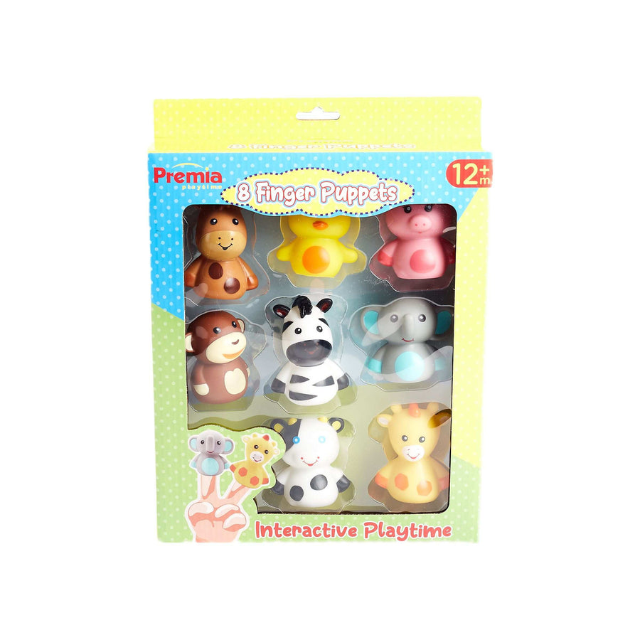 8pk Premia Finger Puppets, 4pcs Jungle & 4pcs Farm C/P 12