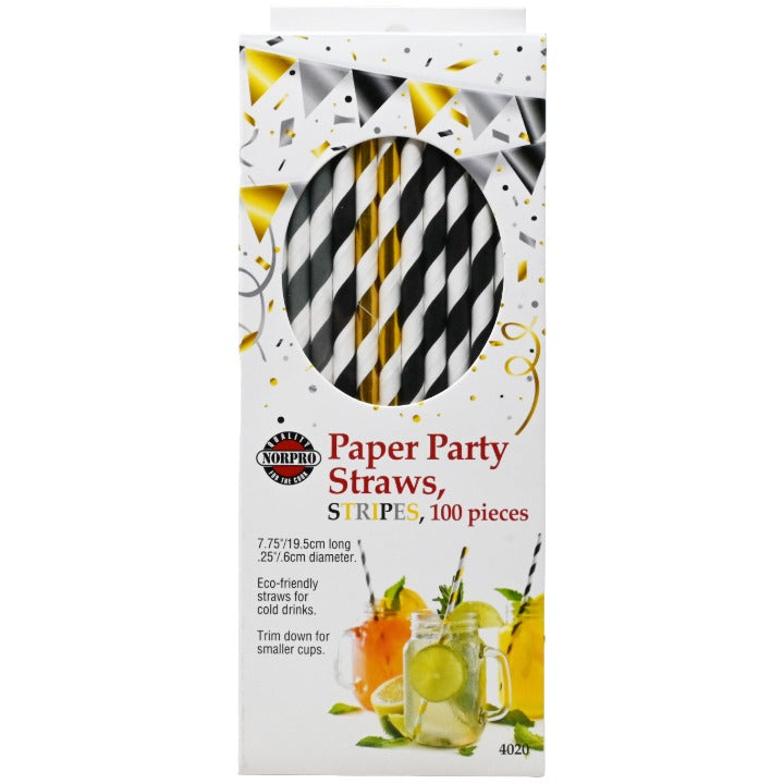 100pc Gld Stripes Straws C/P 100 Norpro