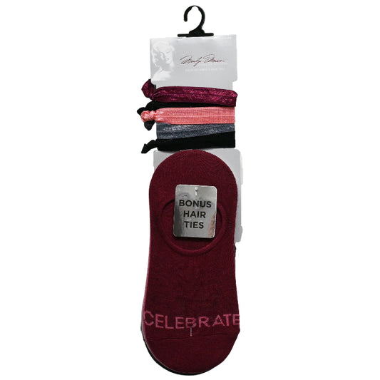 5pk LADIES SOLID SOCKS W/HAIR TIE 9-11 SIZE C/P 60