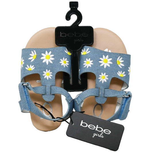 TODDLER GIRLS BLUE DENIM SANDAL & EMBROIDERY FLOWERS BEBE 6-ASST SIZE C/P 18
