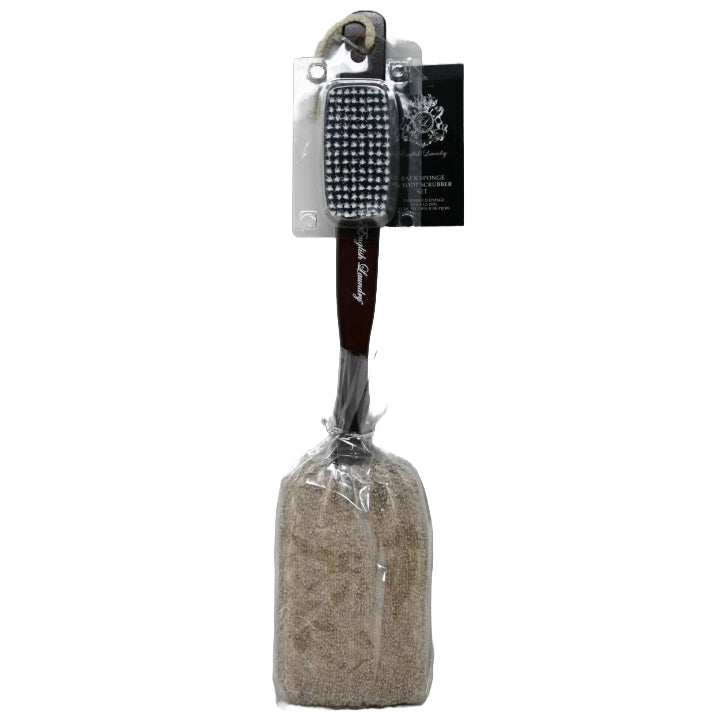 BACK SPONGE & FOOT SCRUBBER SET W/GREY HANDLE ENGLISH LAUNDRY C/P 24
