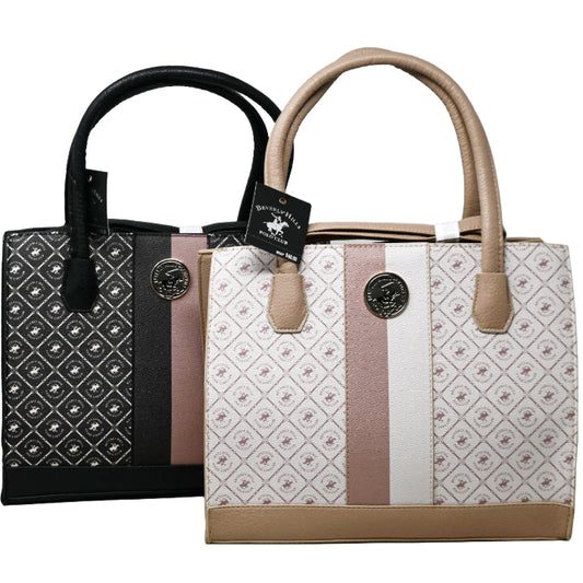 BHPC CARRY ALL HANDBAG W/TOP ZIPPER 2-ASST BLK & TAUPE C/P 12