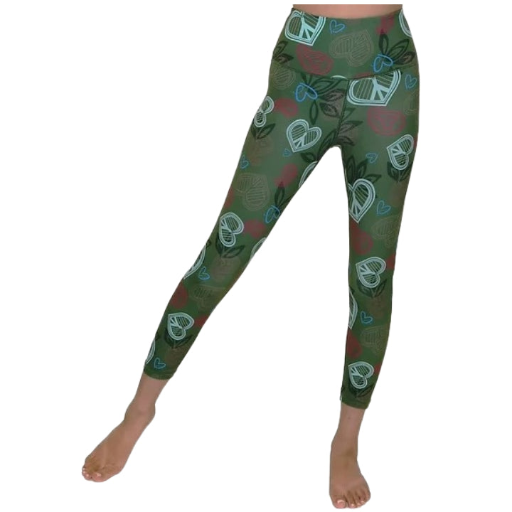 S-XL GREEN PEACE AND BLISS PRINTED YOGA PANTS C/P 72