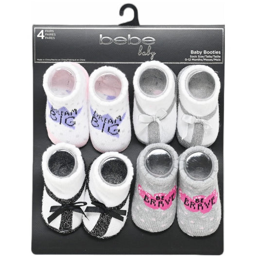 4pk BEBE INFANT DREAM BIG QTR SOCKS 2 ASST SIZE C/P 36
