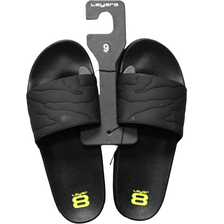 MEN BLACK SLIDER CAMO SANDALS LAYER 8 ASST SIZE C/P 18