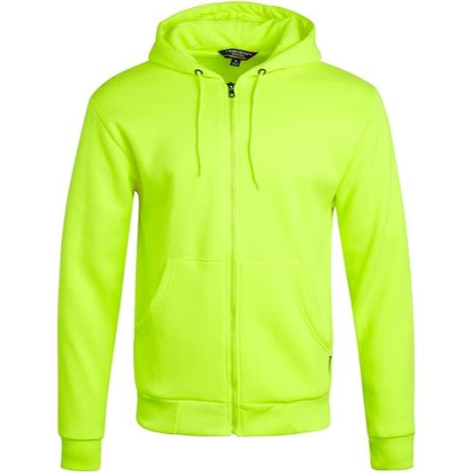 M-XXL MEN NEON YELLOW ZIP FRONT HOODIE W/THERMAL LINING -BASS CREEK OUTFITTERS C/P 12