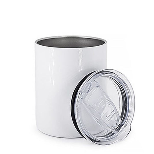 10oz White Stainless Steel Double Wall Tumbler w/Lid (No Label or UPC) C/P 50