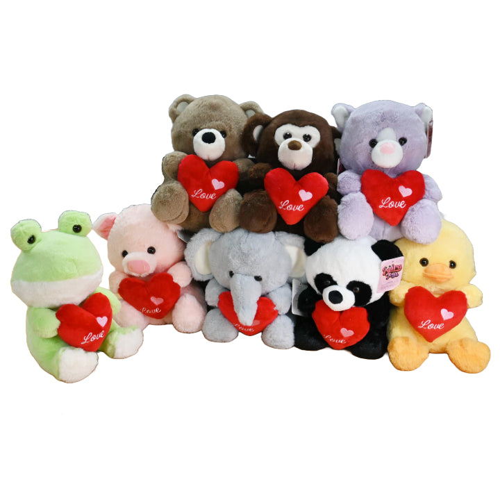 10" VALENTINE'S PLUSH 8-ASST ANIMALS C/P 48