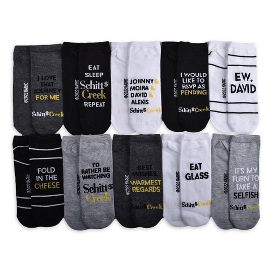 10pk SCHITT'S CREEK THAT JOURNEY NS SOCKS SIZE 9-11 C/P 12