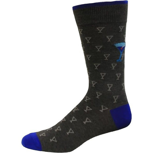 MENS ROCKPORT MARTINI GLASS GLASS CHARCOAL CREW SOCKS SIZE 8-12 C/P 240