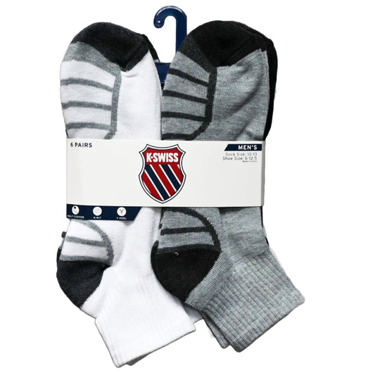 6pk K-SWISS MEN HF CSH QUARTER SOCKS C/P 36
