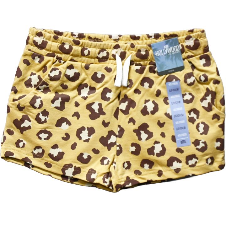 S-XL GIRL LEOPARD PRINT FRENCH TERRY PULL ON SHORT 4-ASST SIZE C/P 24