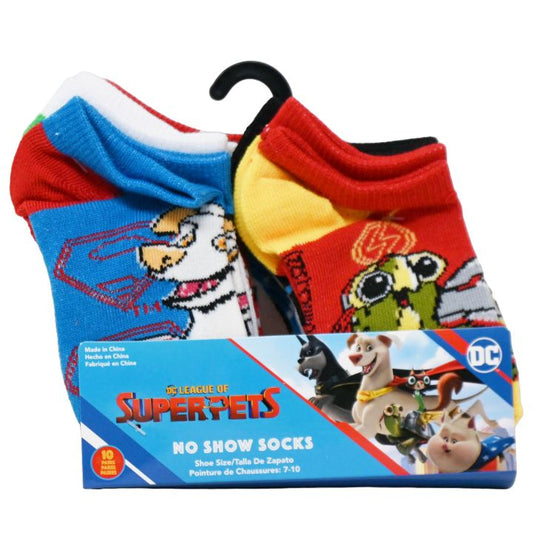 10pk BOYS DC SUPER PETS LINE UP NS SOCKS SIZE 4-6 C/P 60