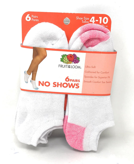 Fruit of the Loom 6pk No Show Socks C/P 24
