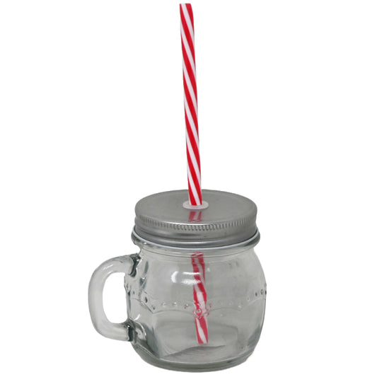 10oz MASON GLASS JAR-HANDLE AND LID C/P 36