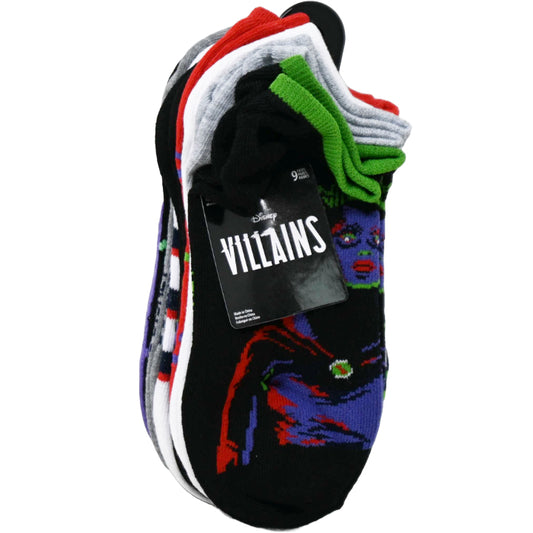 9pk WOMEN VILLAIN ICONIC EVIL NS SOCKS SIZE 9-11 C/P 60 Disney