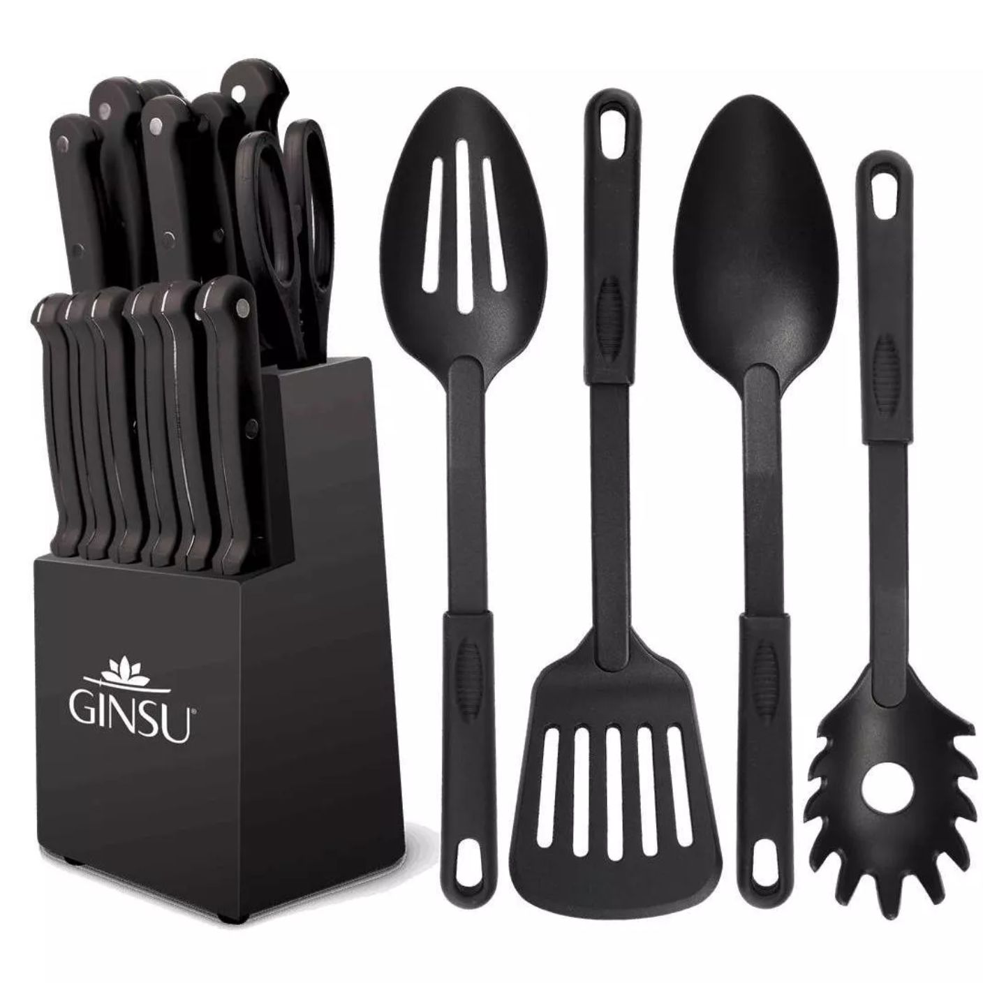 GINSU Kiso 18pc Black Knife Set in a Black Block C/P 1