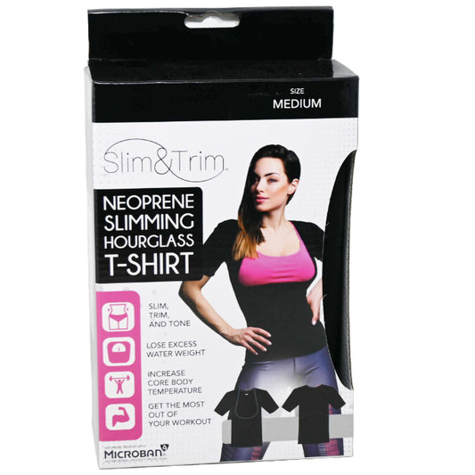 MED. JET BLK NEOPRENE HOURGLASS T-SHIRT W/SLEEVES (BOXED) C/P 12