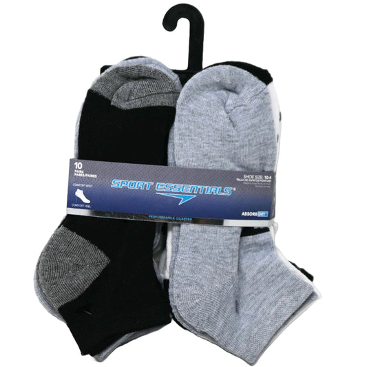10pk KIDS SPORT ESSENTIALS DBL LOGO HC NS SOCKS SIZE 6-8 C/P 60