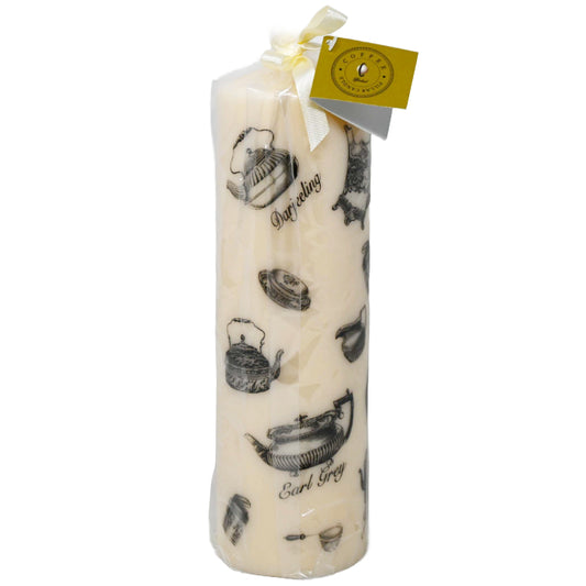 3"x10" PILLAR CANDLE W/PRINTED TEA CUPS C/P 12
