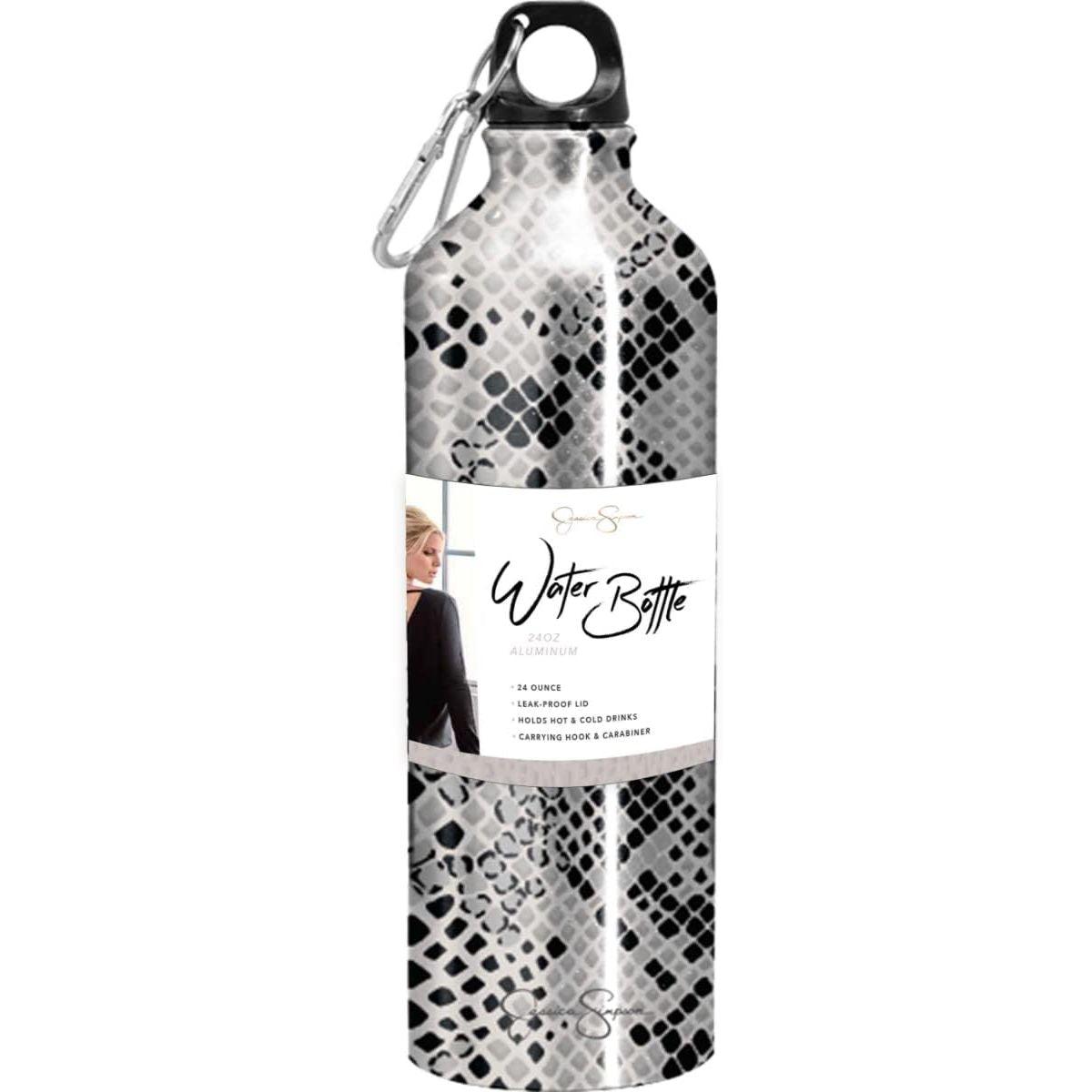 24oz JESSICA SIMPSON ALUMINUM WATER BOTTLE WITH CARABINER C/P 6