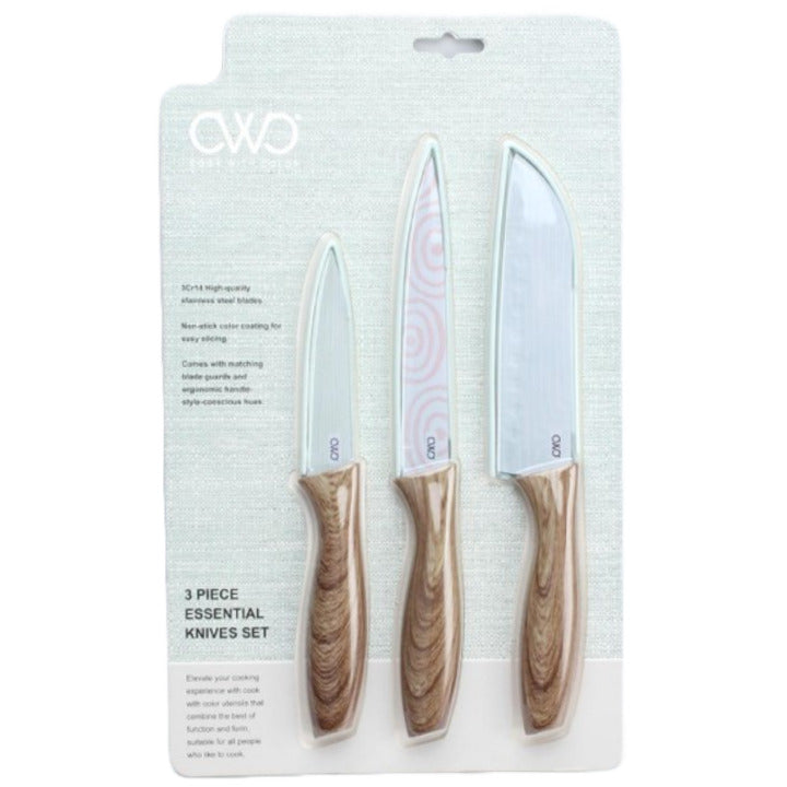 3pc 3.5"+5"+5" PRINTED KNIVES SET WITH SHEATH C/P 48