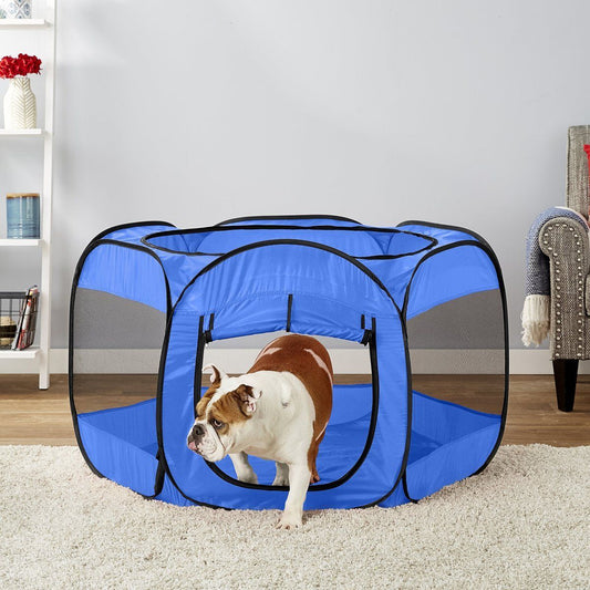 48"L X 48"W X 25"H PAWS & PALS BLUE PLAYPEN INSTA-FORT C/P 16