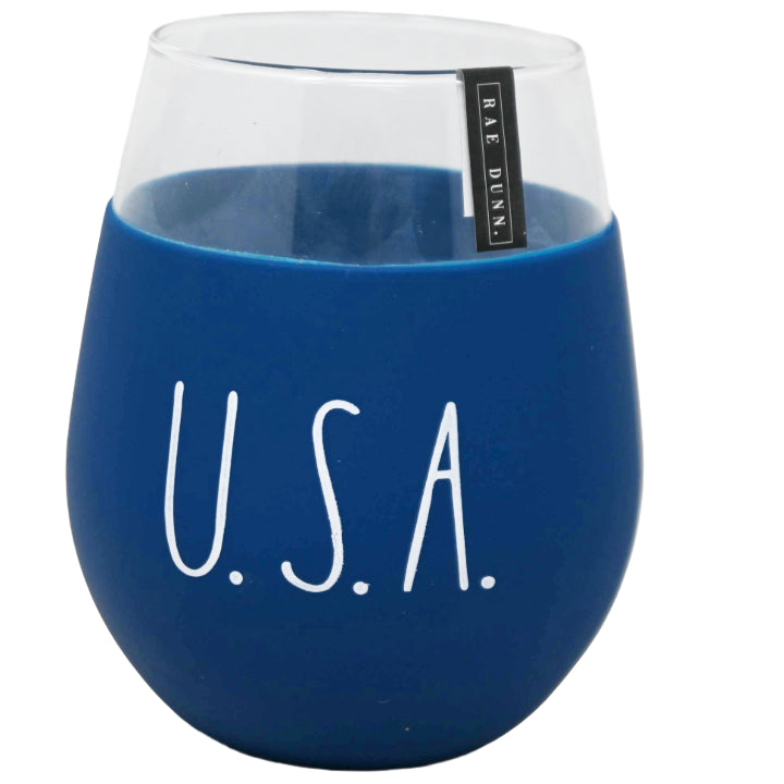22oz USA WINE GLASS WITH BLUE SILICONE SLEEVE C/P 24