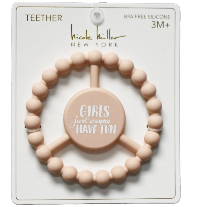 1pc Silicone Peace Teether - Peach "Girls Just Wanna Have Fun" C/P 100