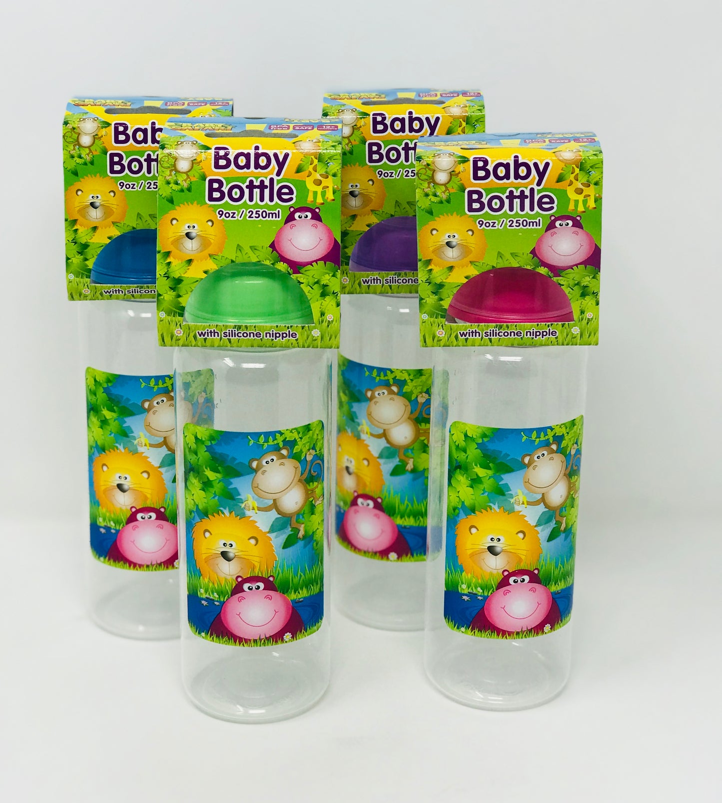 BOTTLE ,9OZ BABY SAFARI 4AST C/P 36