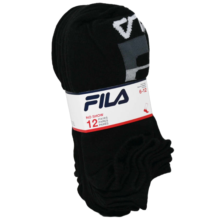 12pk MEN BLK FILA BLOCKED NS SOCKS SIZE 10-13 C/P 60