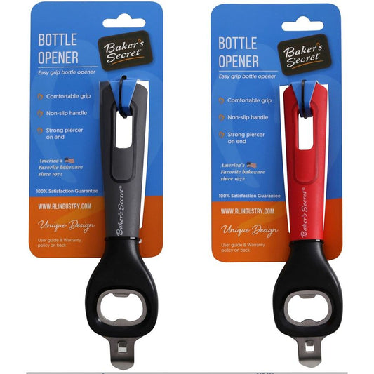 Baker's Secret Bottle Opener with Non-Slip Handle, Ast Color C/P 36