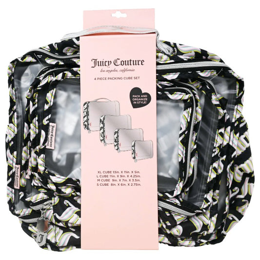 4pc BLACK PIRNED NYLON PACKING SET JUICY COUTURE C/P 30