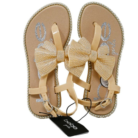 BEBE GIRLS GOLD PCU SANDALS W/RHINESTONE DETAIL ASST SIZE C/P 12