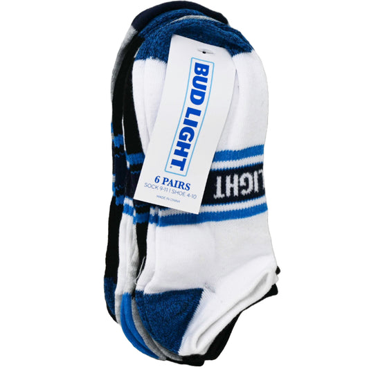 6pk LADIES BUD LIGHT SPORT NS SOCKS SIZE 9-11 C/P 60