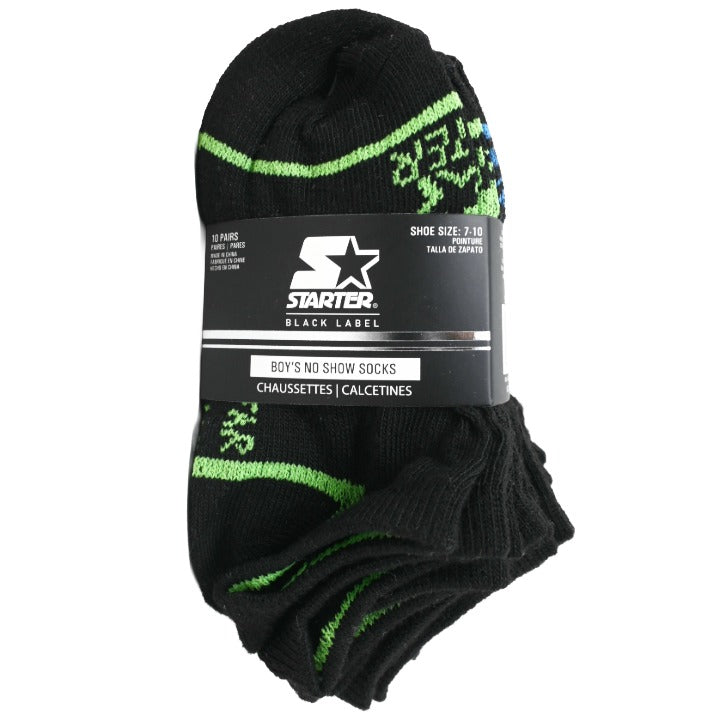 10pk Boys 4-6 Blk No Show Socks C/P 60 STARTER
