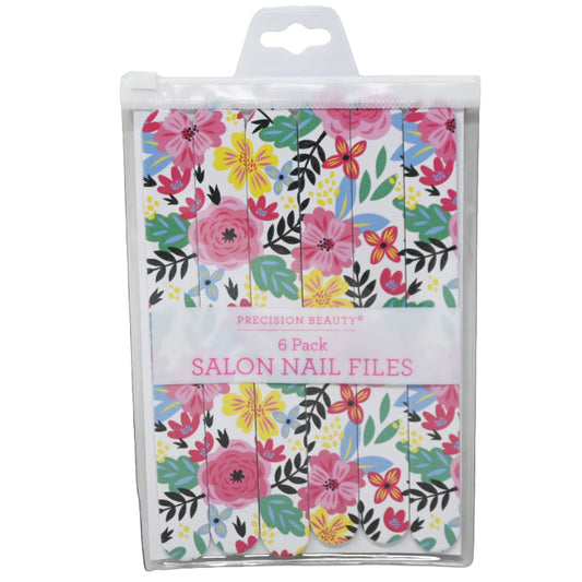 6pc SALON NAIL FILE SET FLOWERS PRINTED C/P 144