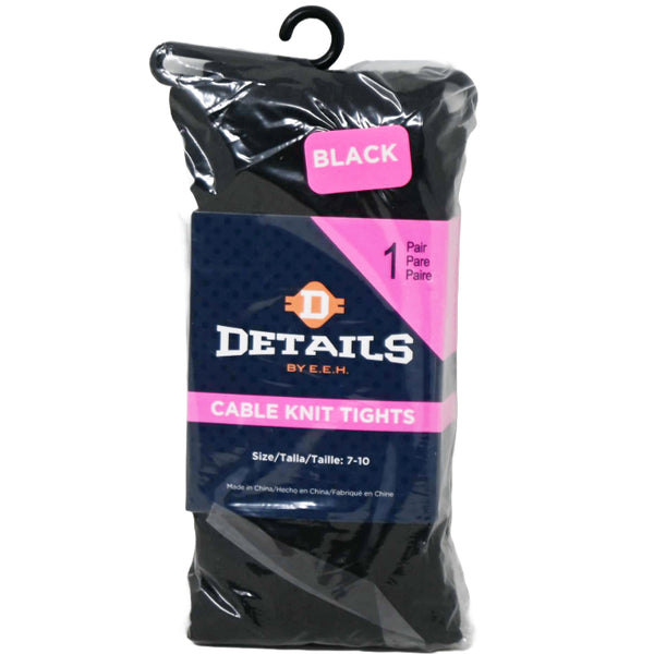 1pk BLACK DETAILS CABLE KNIT TIGHTS SIZE 7-10 C/P 60