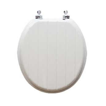 *OUTSIDE OF CA*Toilet Seat Wood Engraved Panel Design White. C/P 6